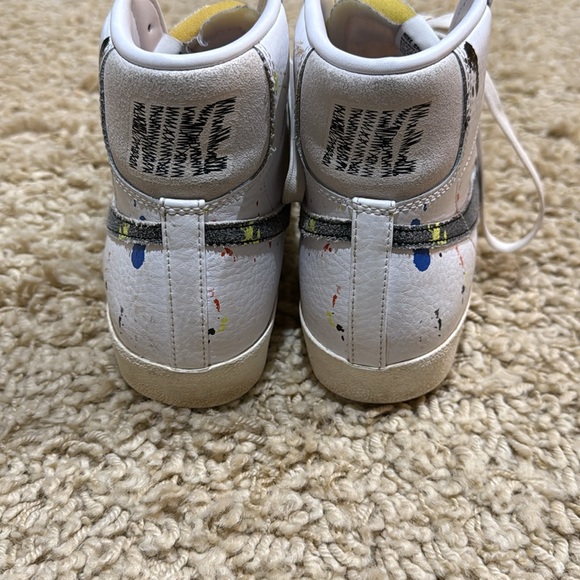 Nike Blazer Mid ‘77 Men’s “Paint Splatter” Sneakers 9.5 Tennis Shoes white blue - Picture 4 of 13